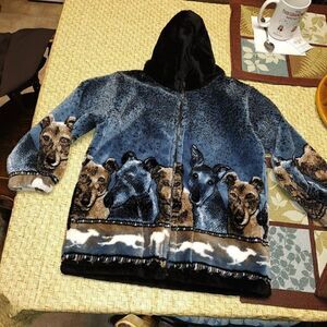 New Mazmania Dog Zip Up Fleece  Hooded Jacket Size Kids Unisex Small 5/6